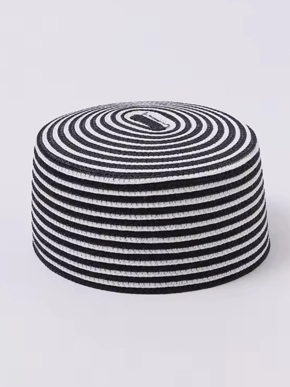 Black & White Striped Flat Top Boater Hat | Chic Statement Fashion Hat